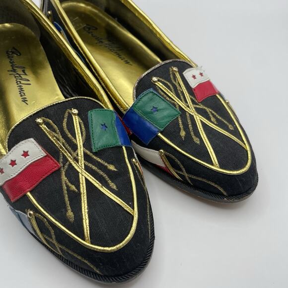 Beverly Feldman Size 6.5 Leather Loafers Handcrafted International Flag Shoes - Picture 2 of 8